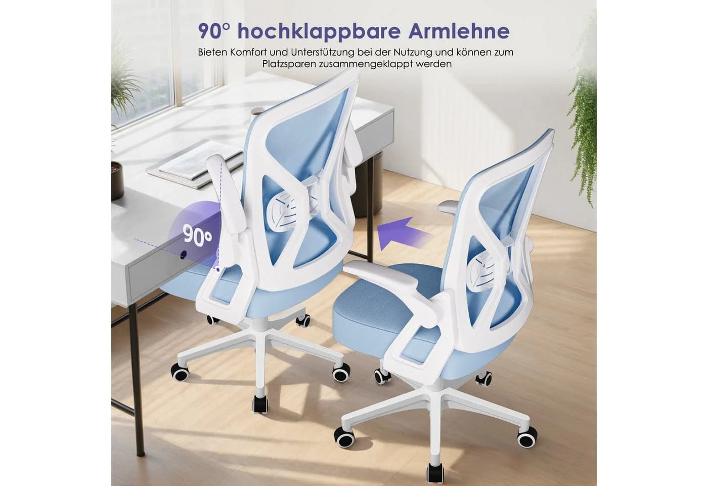 Hiazurm Bürostuhl Schwarz Ergonomischer Chefsessel mit Mesh-Rückenlehne - Bild 5