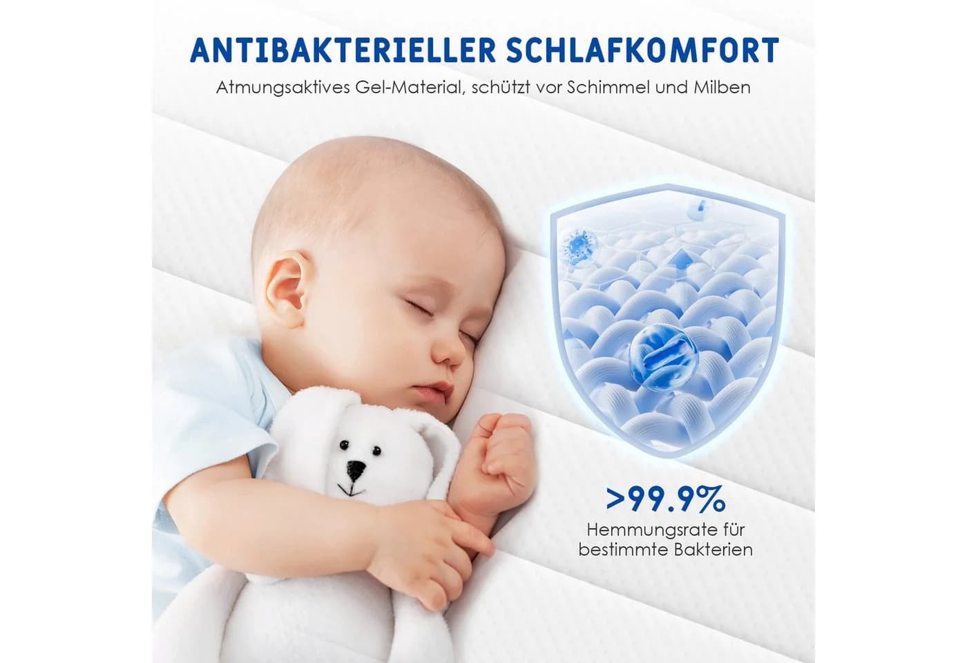 Hiazurm Matratzentopper 7-Zonen Memory-Schaum Weiß - Bild 4