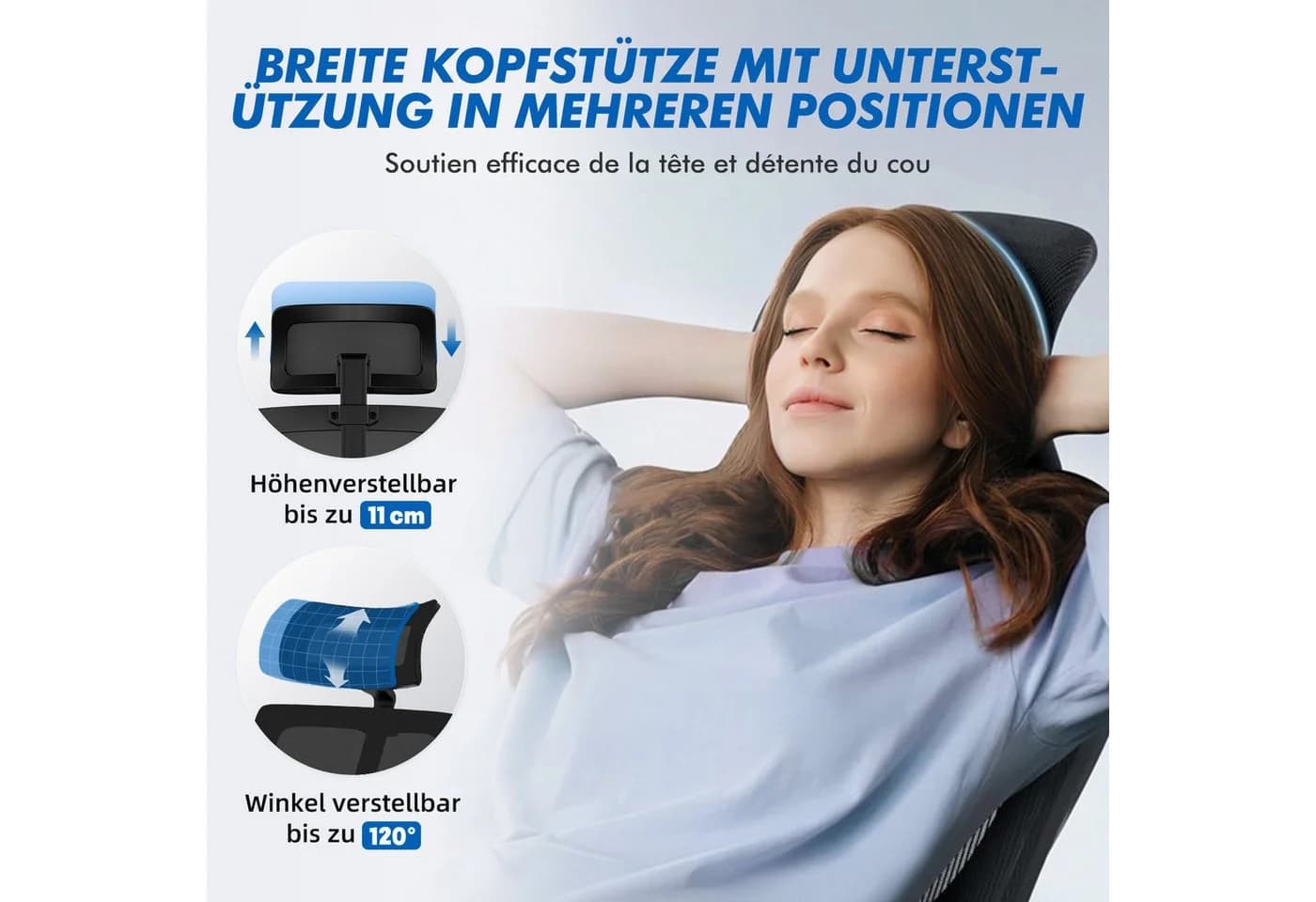 Hiazurm Ergonomischer Bürostuhl Schwarz Netzbezug Verstellbar - Bild 5
