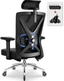 Hiazurm Ergonomischer Bürostuhl Schwarz mit Lendenwirbelstütze und Kopfstütze Bild 2