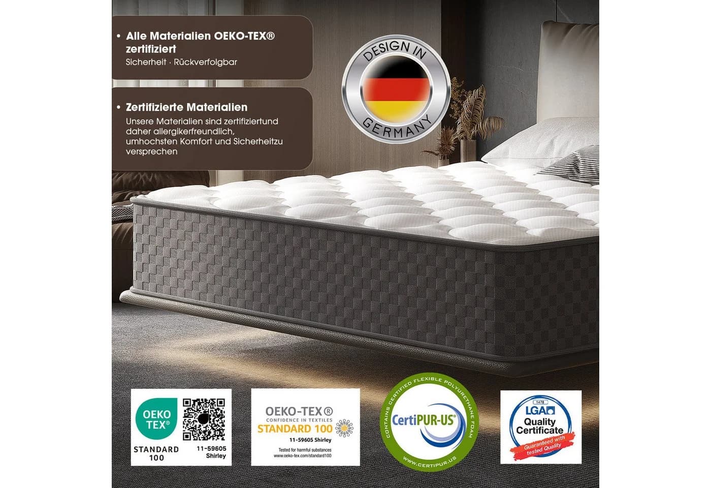Hiazurm 7-Zonen Taschenfederkernmatratze Weiß Orthopädisch - Bild 3