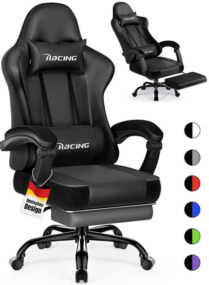 Hiazurm Gaming-Stuhl Ergonomisch mit Fußstütze und Lordosenstütze - Bild 2