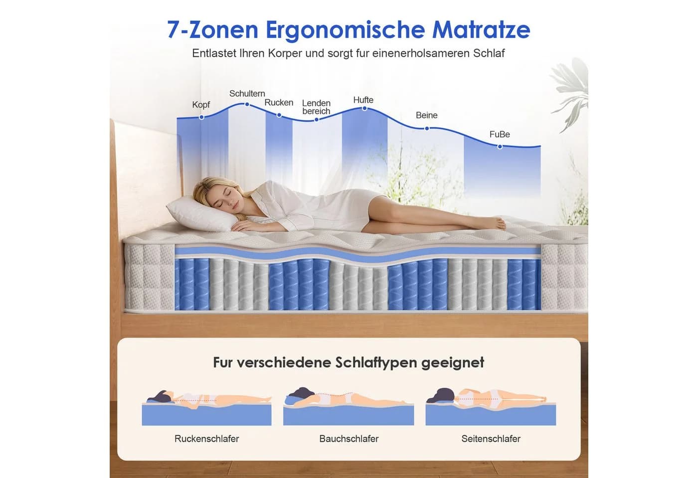 Hiazurm Taschenfederkernmatratze 7-Zonen Orthopädisch H3 - Bild 4