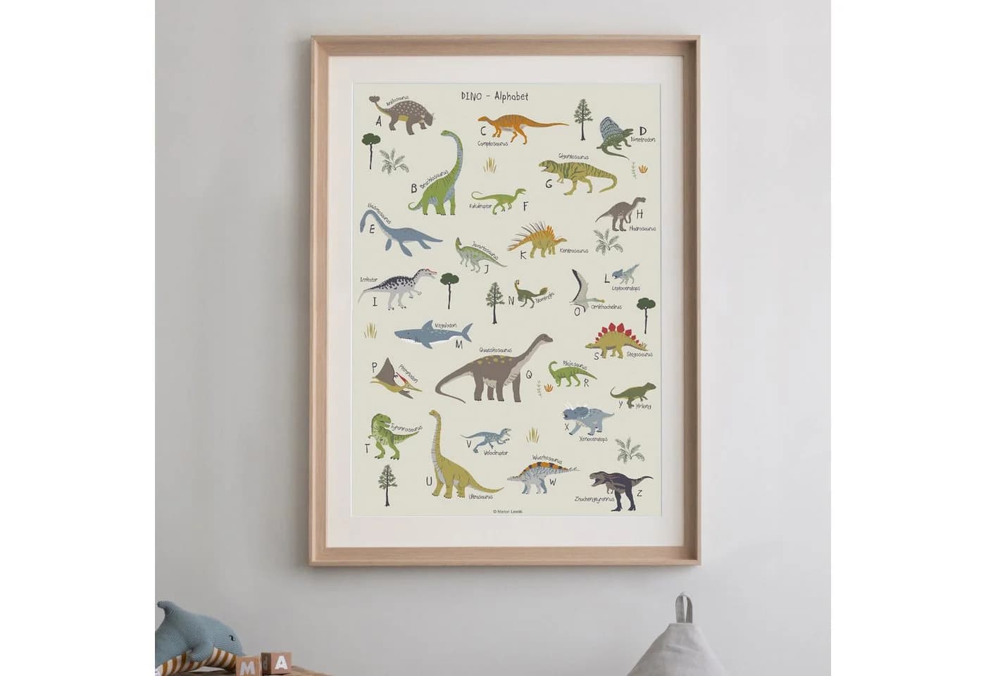 Designforlittleones Poster Dinosaurier ABC Poster Bunt