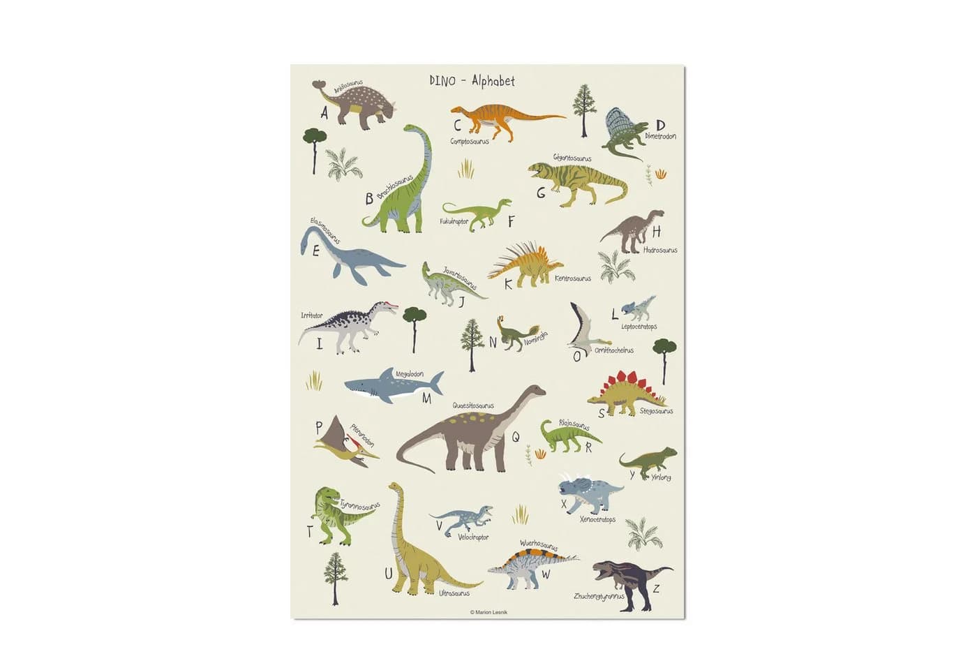 Designforlittleones Poster Dinosaurier ABC Poster Bunt - Bild 2