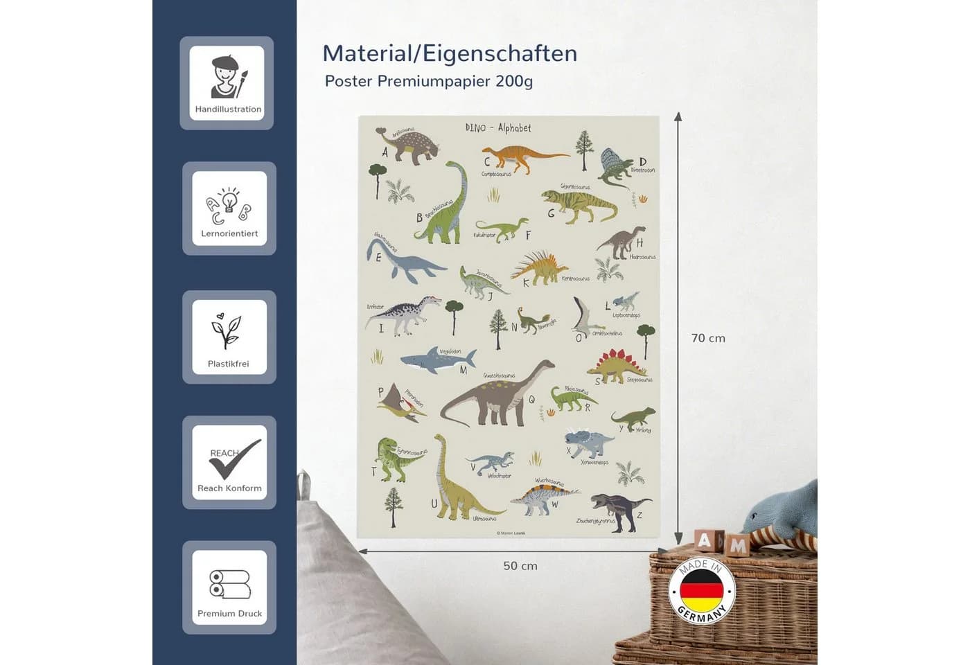 Designforlittleones Poster Dinosaurier ABC Poster Bunt - Bild 4