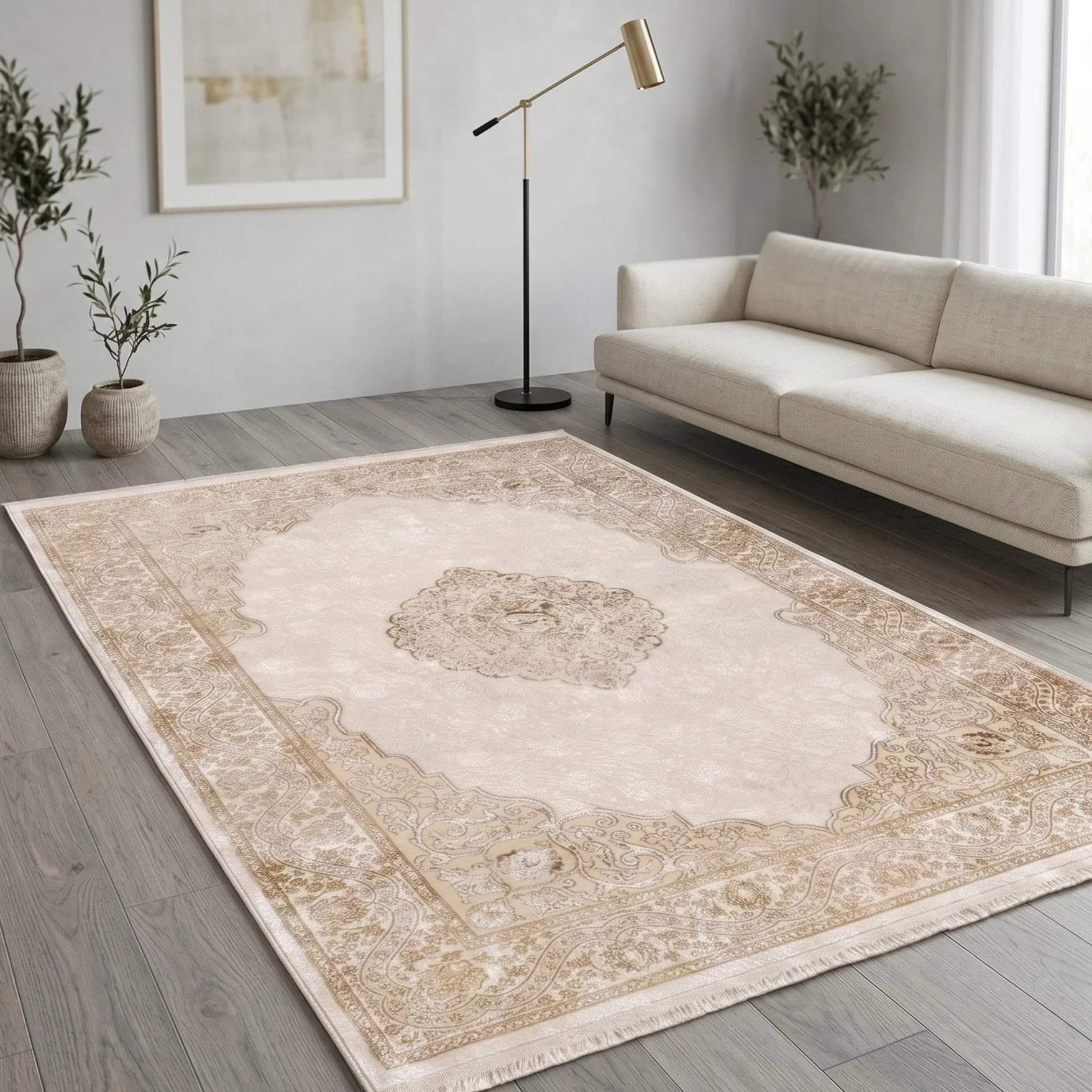 Teppich SEHRAZAT Venus 6908 Gold Creme Orientalisch Vintage Kurzflor