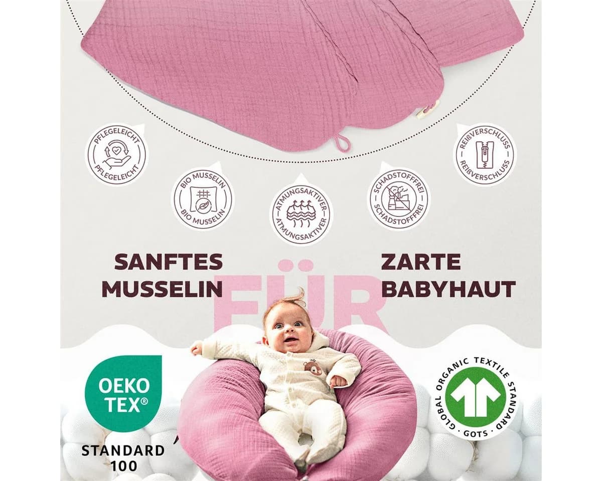 SEI Design Stillkissenbezug Musselin 100% Bio-Baumwolle Rosa - Bild 4