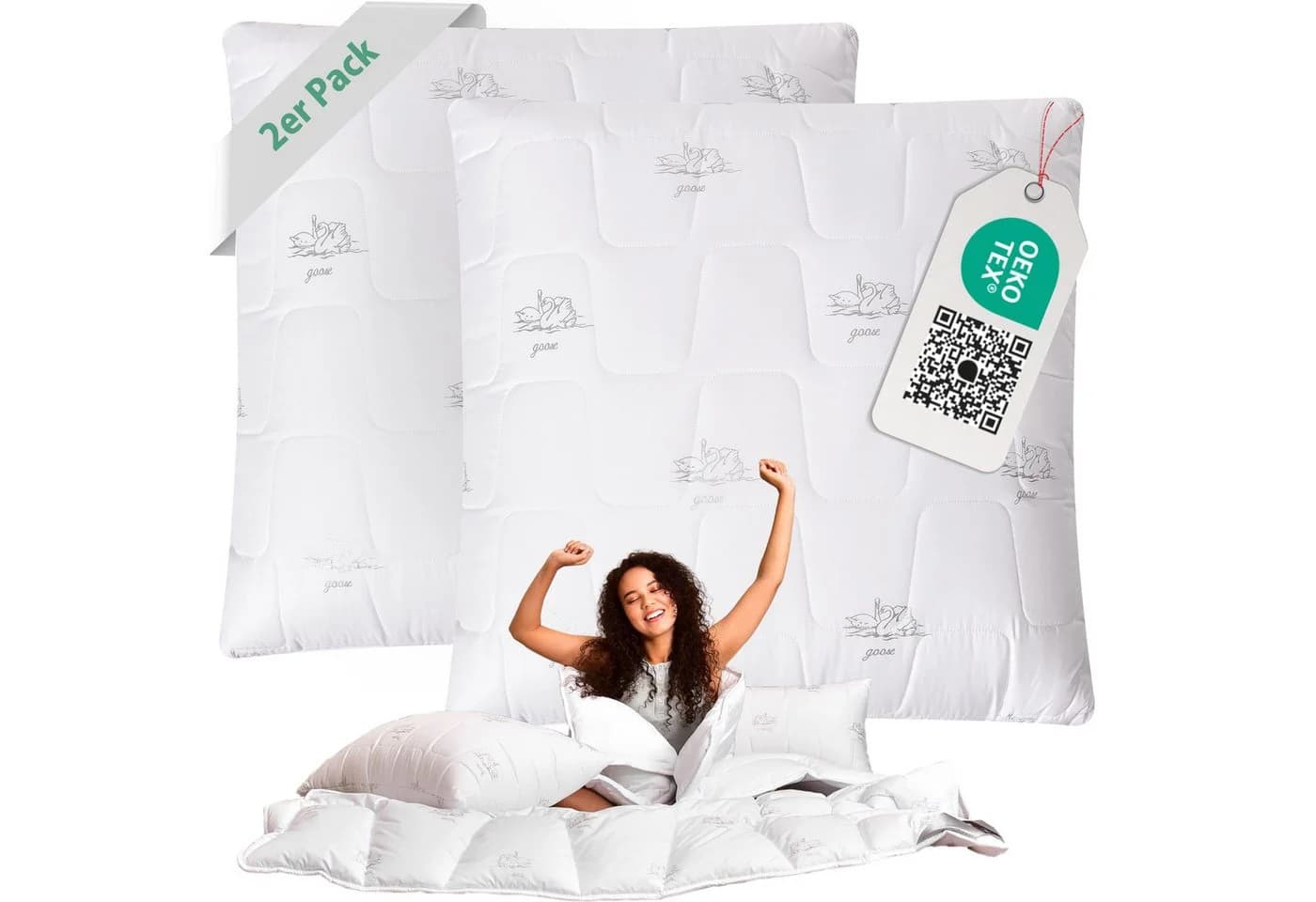 SEI Design Kopfkissen 2er Pack Mikrofaser 40x80 cm Vegan
