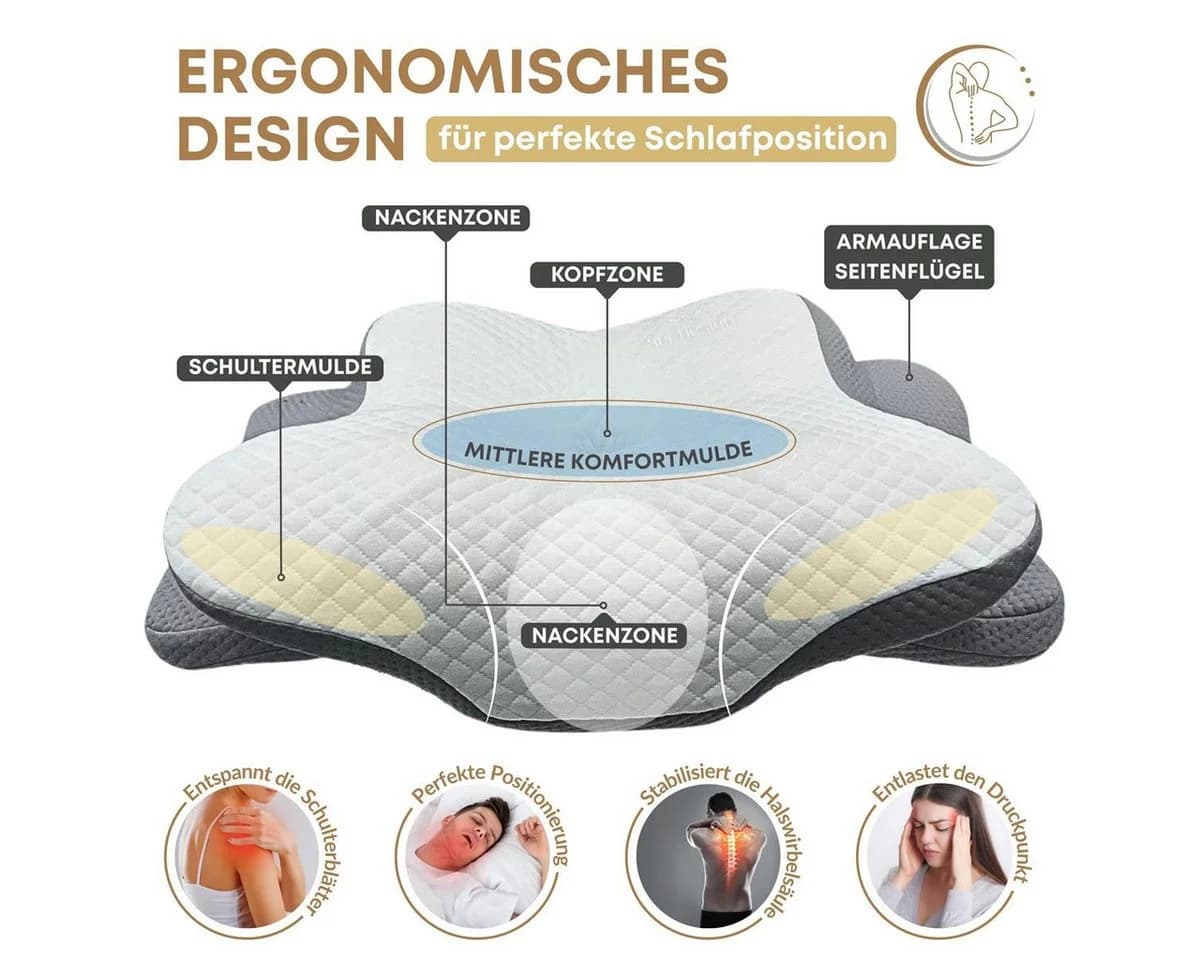 SEI Design Nackenstützkissen Viscoelastisch Memory Schaum Cooling Lyocell
