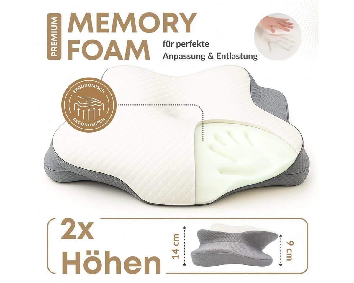 SEI Design Nackenstützkissen Viscoelastisch Memory Schaum Cooling Lyocell - Bild 4