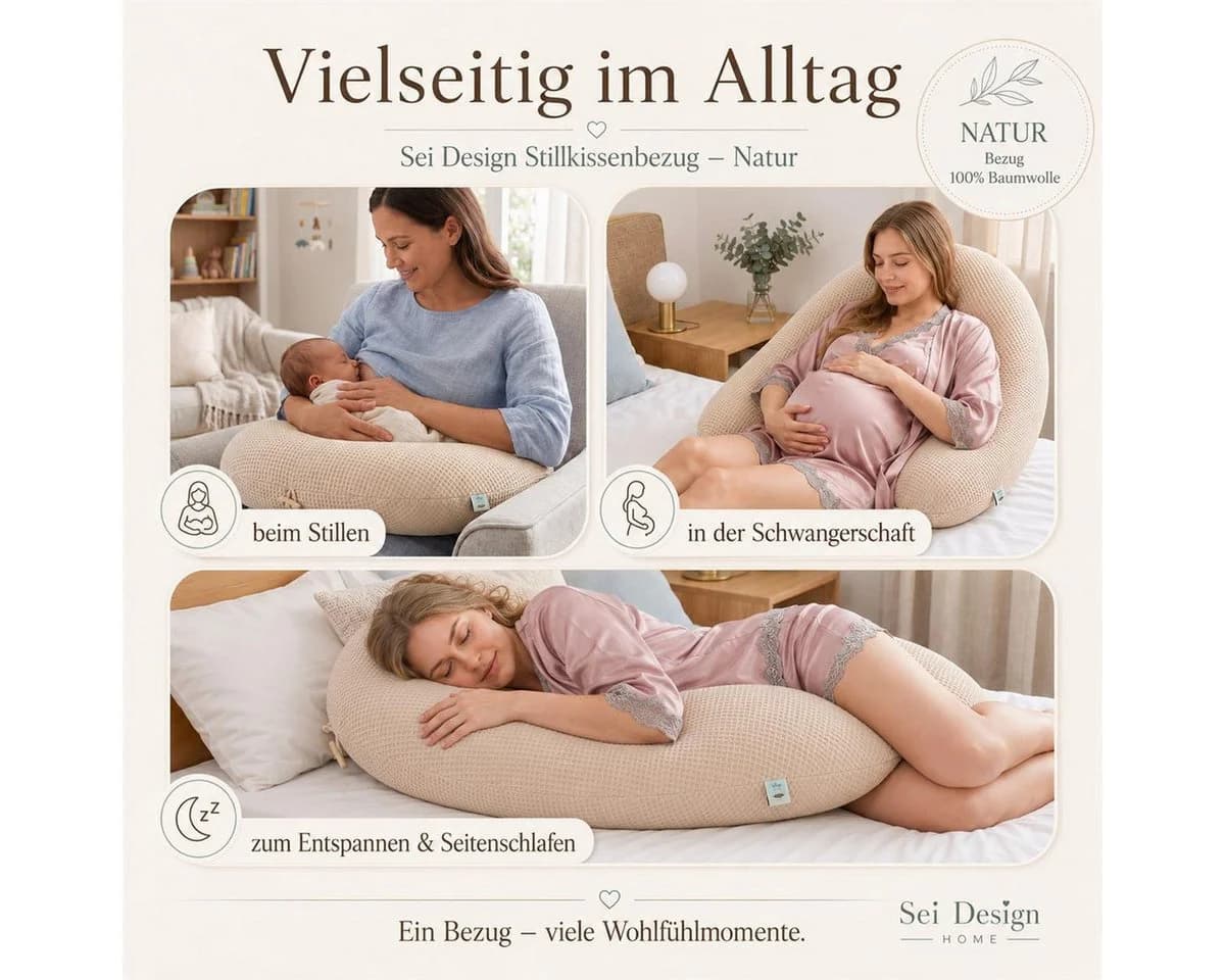 SEI Design Stillkissenbezug Waffeljersey Beige 100% Baumwolle
