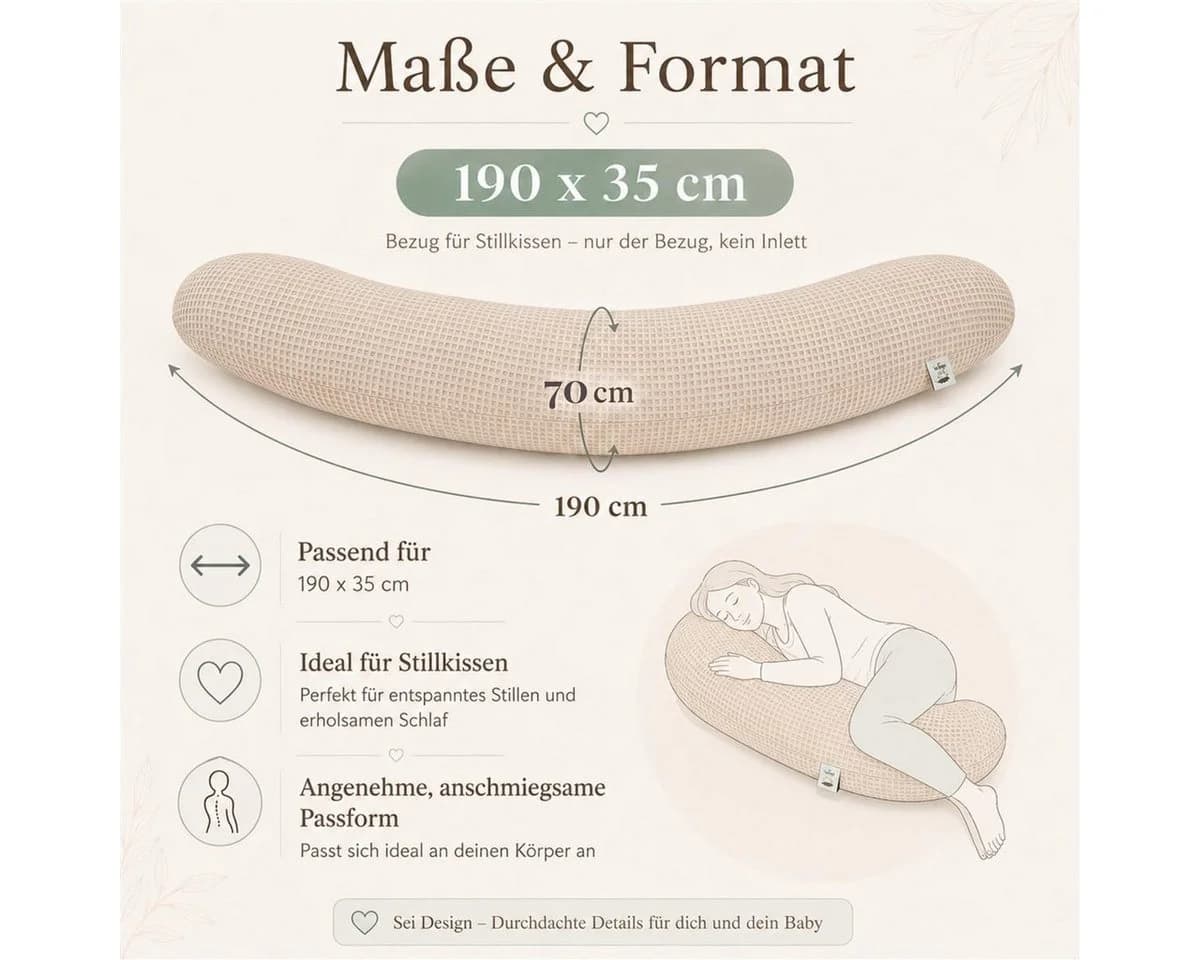 SEI Design Stillkissenbezug Waffeljersey Beige 100% Baumwolle - Bild 4
