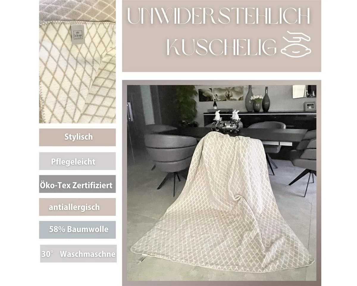 SEI Design Plaid Kuscheldecke 150x200 cm Beige Nordic Elegance