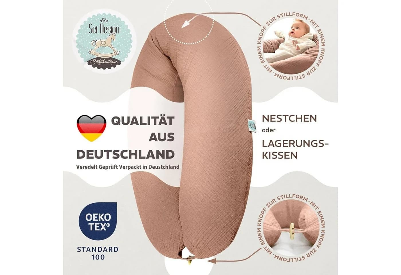 SEI Design Stillkissen XXL Babynest - Schwangerschaftskissen mit Bezug - Bild 4