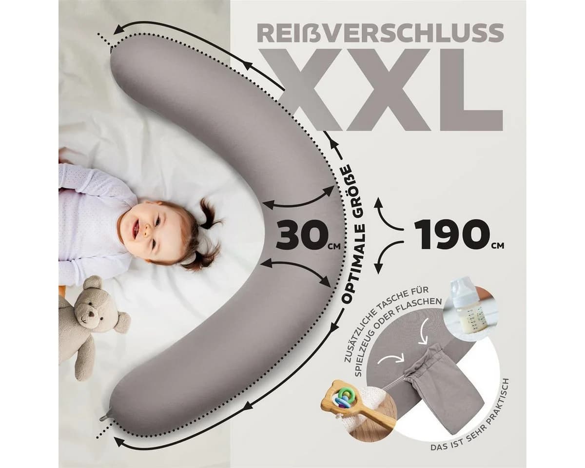 SEI Design Stillkissen XXL Mikroperlen Seitenschläferkissen 190x30 cm Ergonomisch - Bild 4