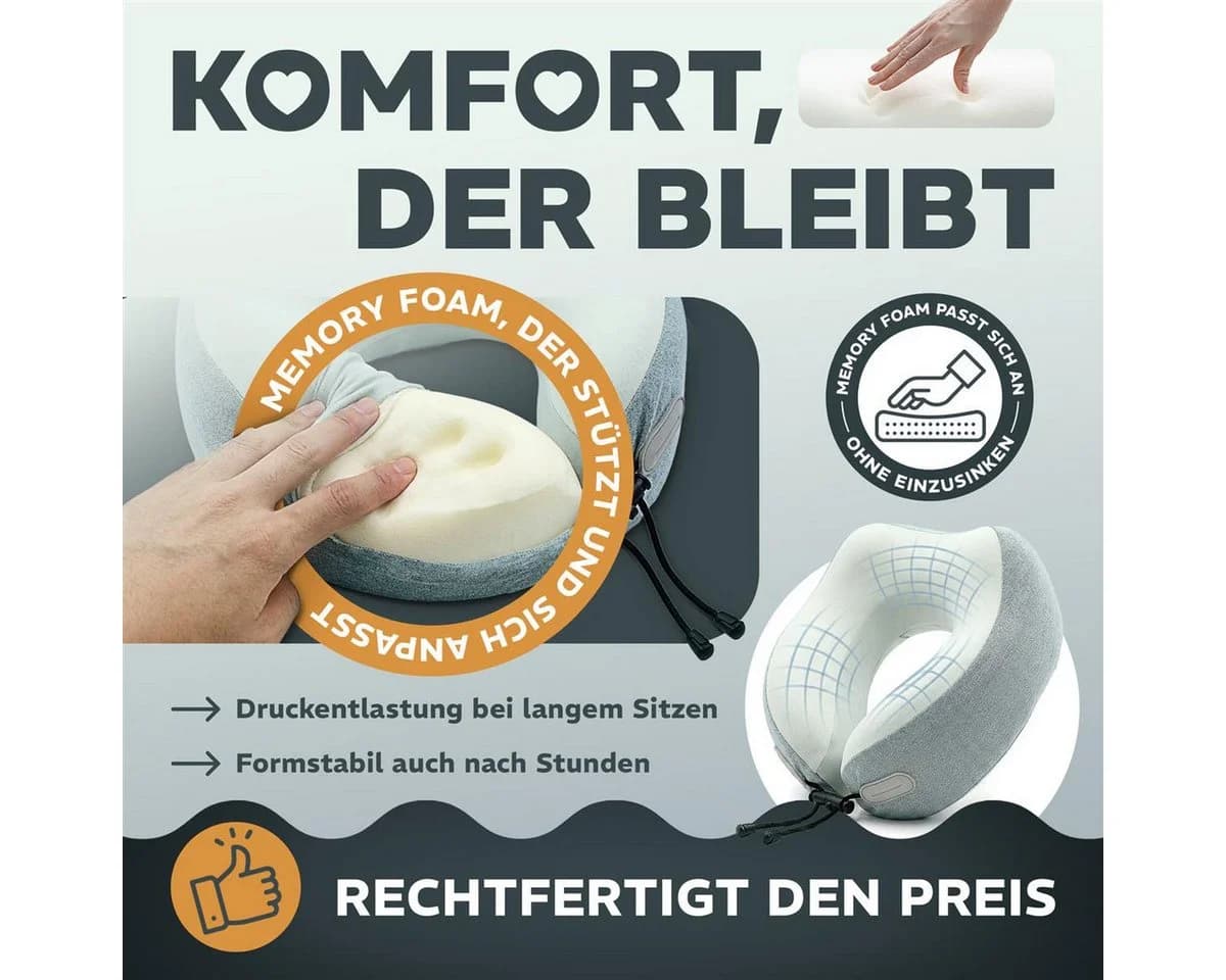 SEI Design Nackenstützkissen Nackenhörnchen - Reisekissen aus Memoryschaum - Bild 5
