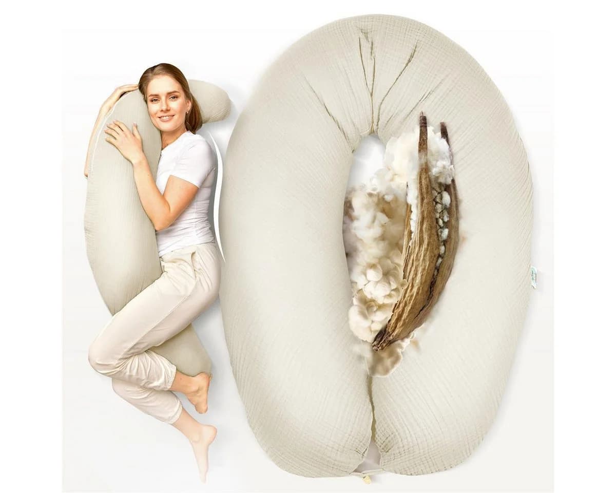 SEI Design Stillkissen Kapok-Füllung XXL 190x35 cm, Bio-Baumwolle