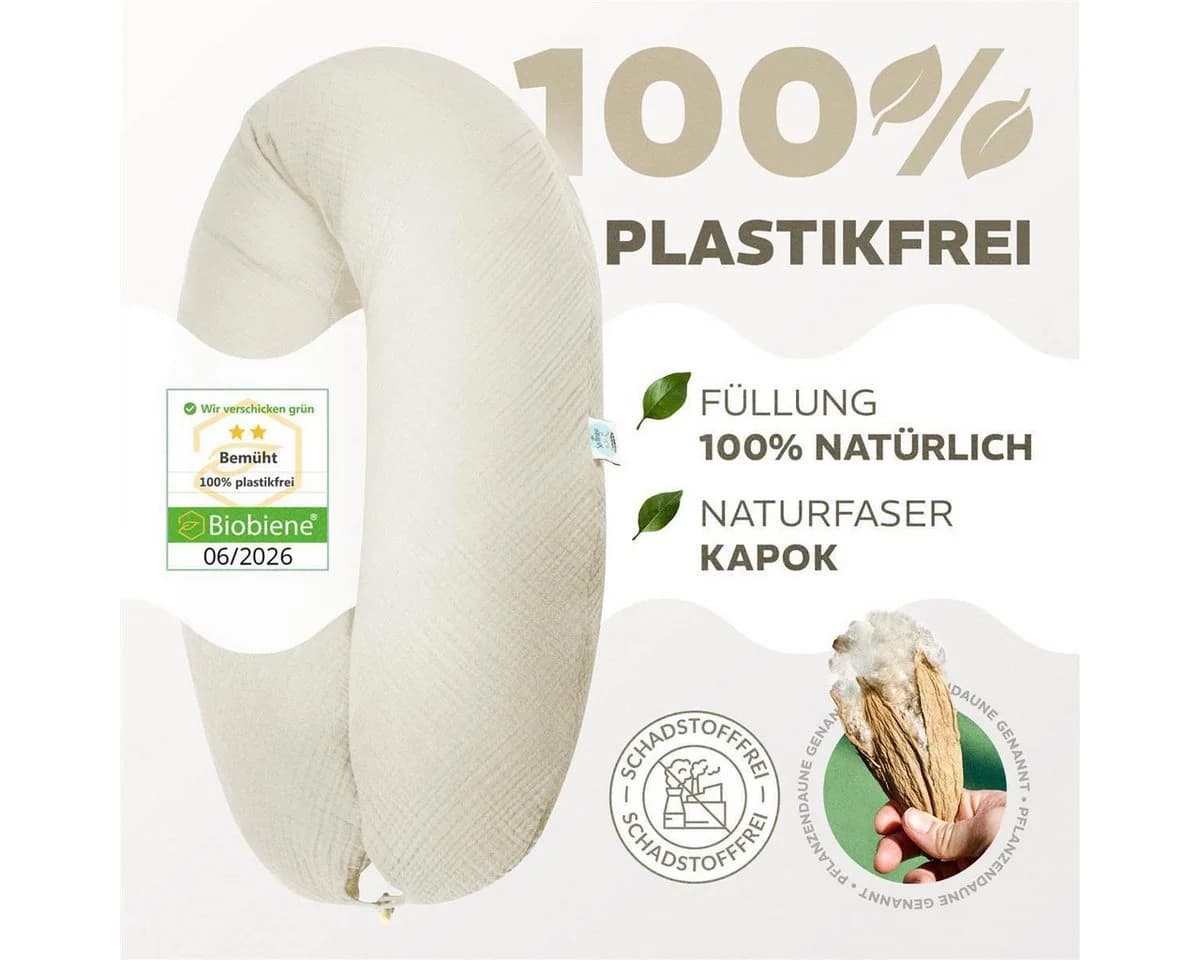 SEI Design Stillkissen Kapok-Füllung XXL 190x35 cm, Bio-Baumwolle - Bild 4