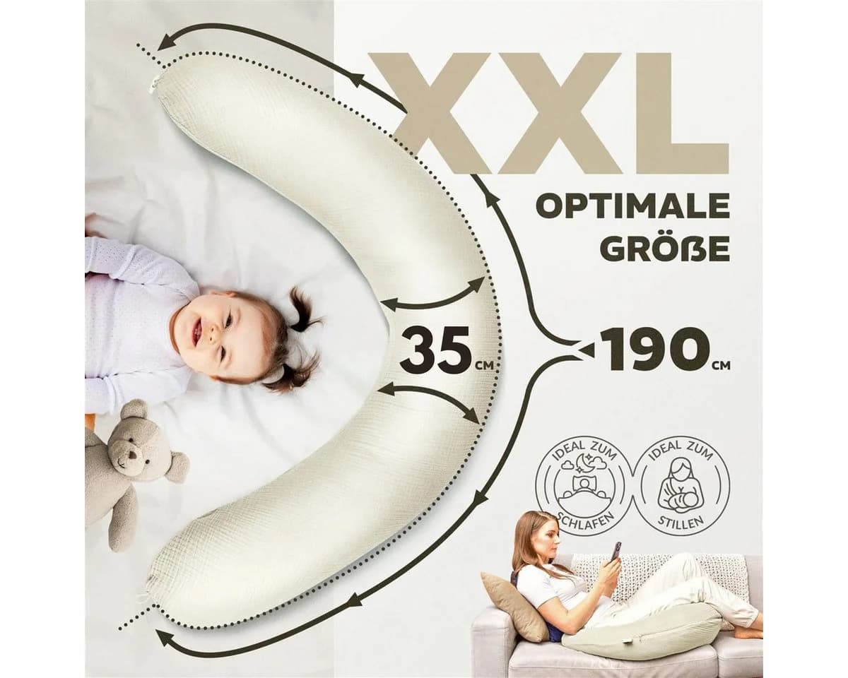 SEI Design Stillkissen Kapok-Füllung XXL 190x35 cm, Bio-Baumwolle - Bild 5