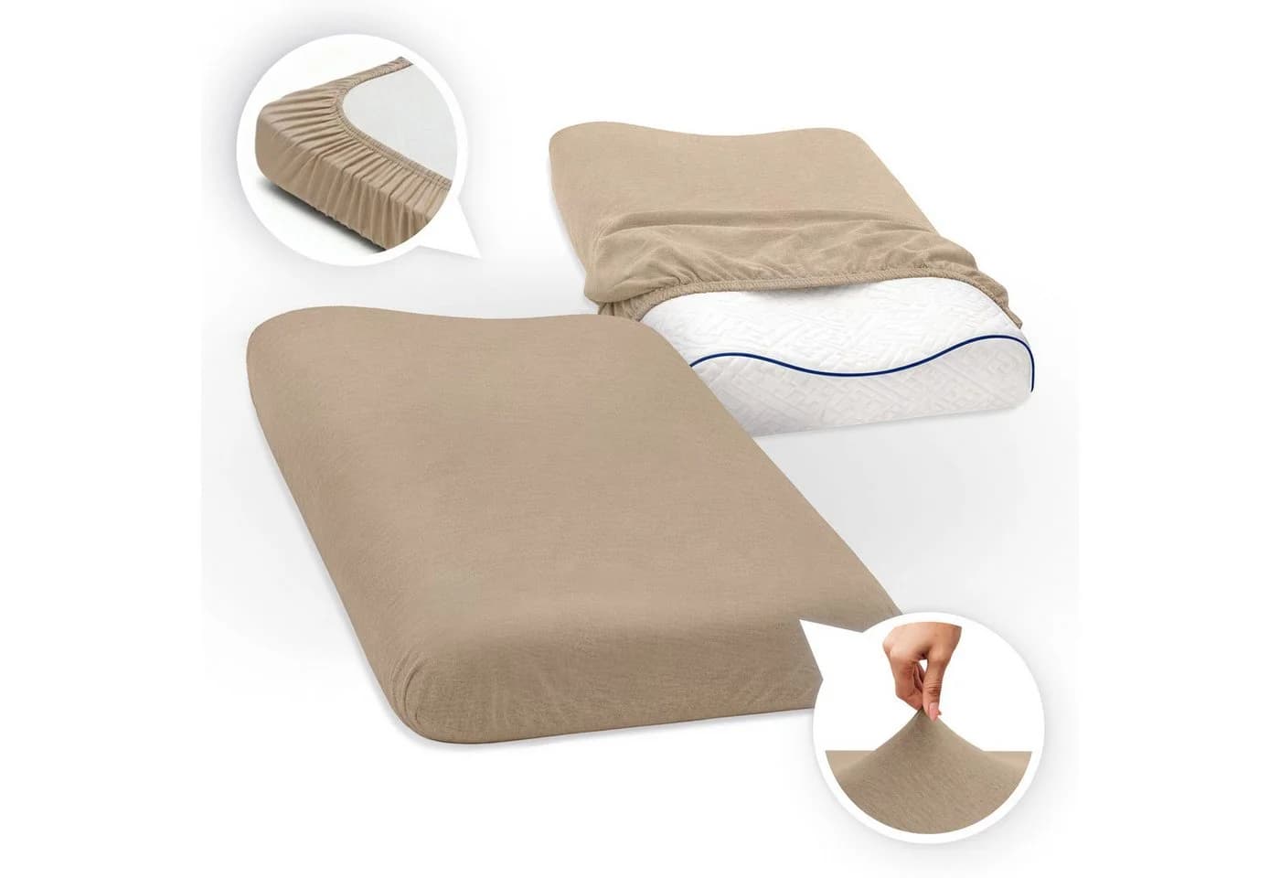 SEI Design Kissenbezug 2er Pack Stretch Baumwolle Beige - Bild 2