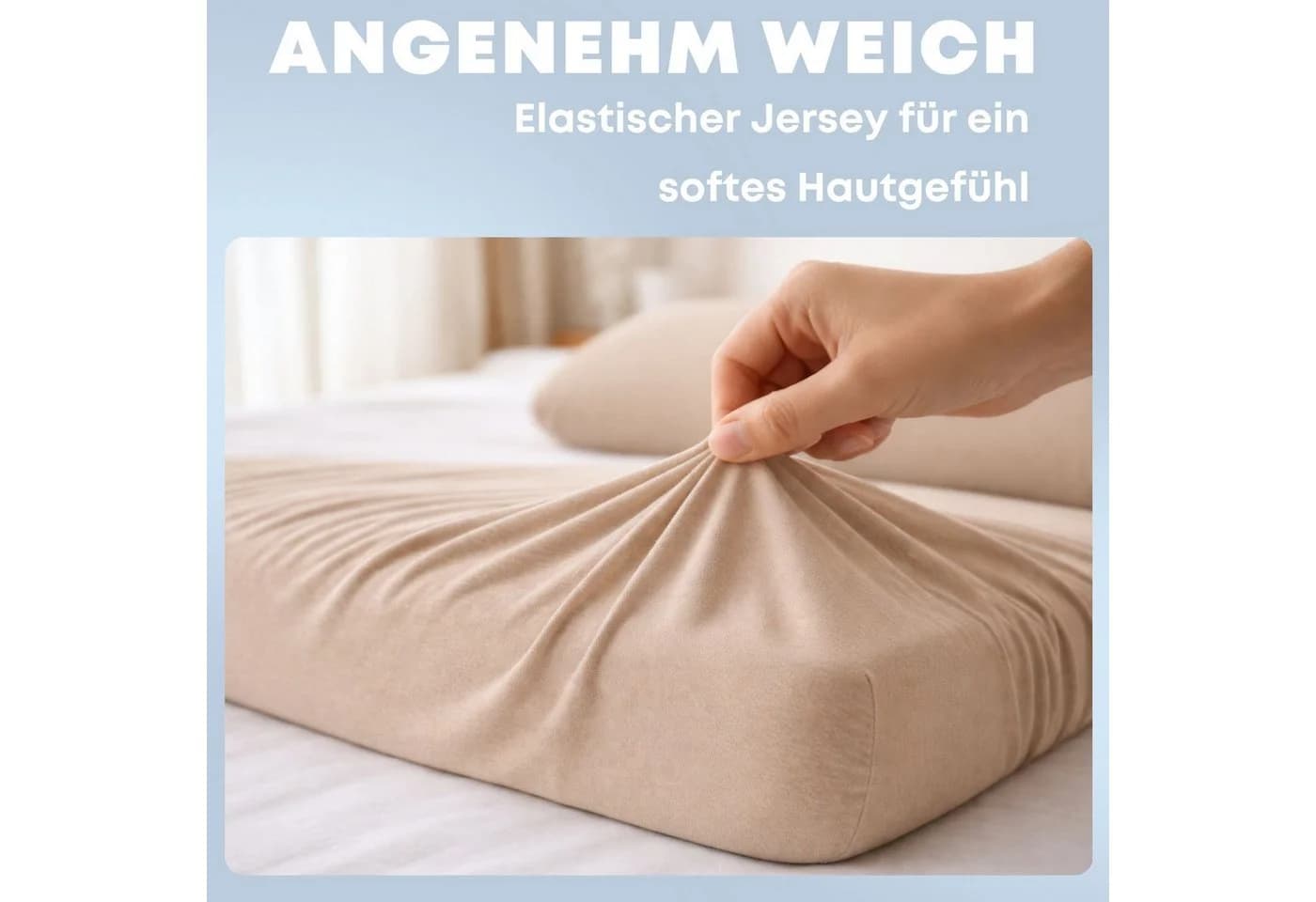 SEI Design Kissenbezug 2er Pack Stretch Baumwolle Beige - Bild 3