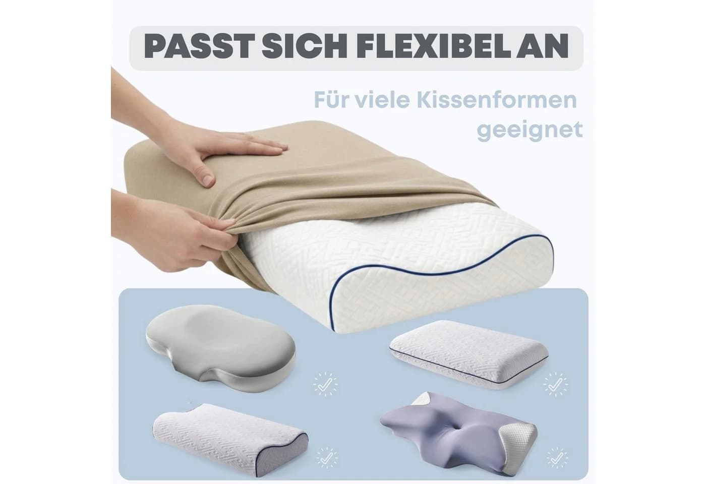 SEI Design Kissenbezug 2er Pack Stretch Baumwolle Beige - Bild 4