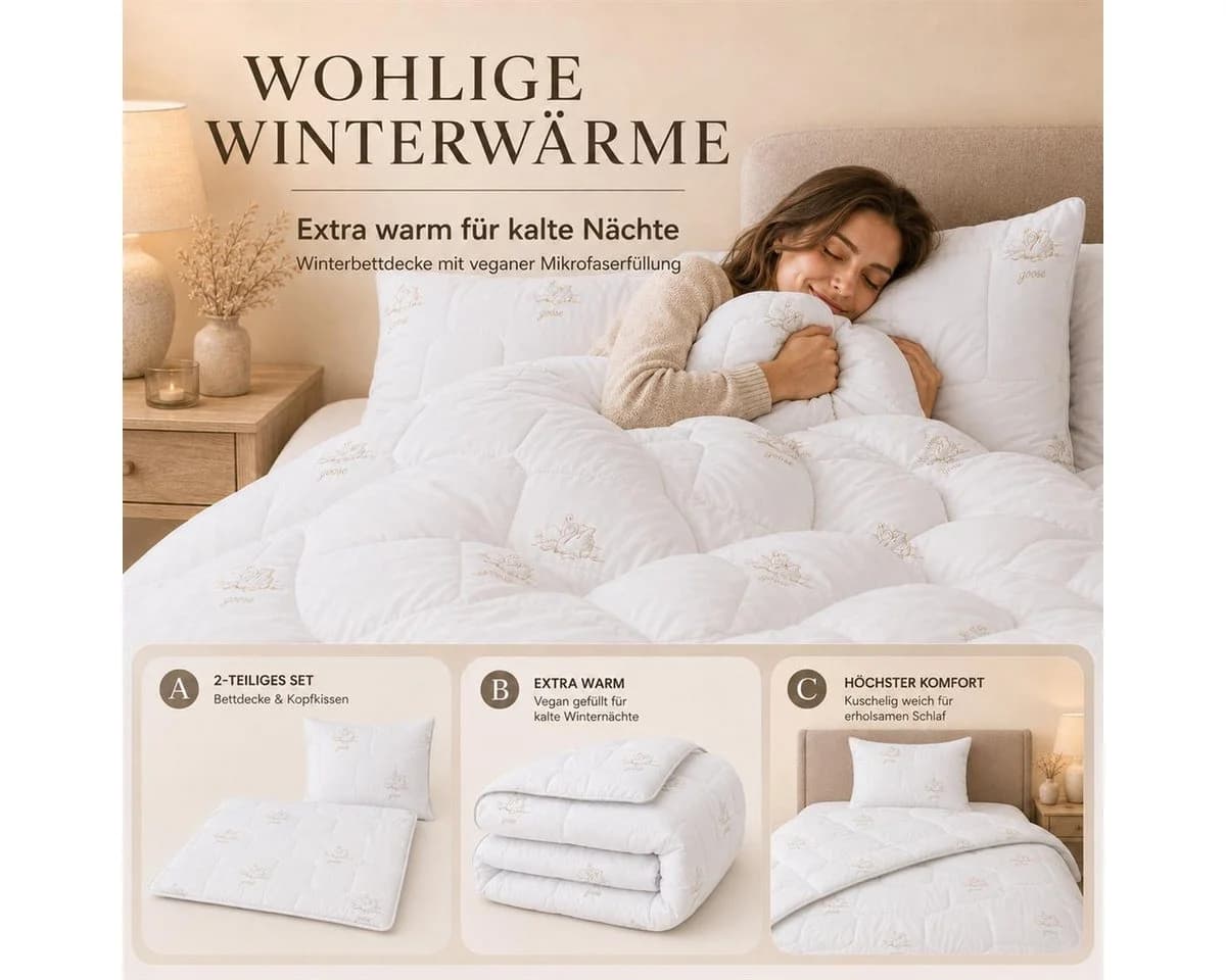 SEI Design SWAN Winterbettset Mikrofaser Weiß 2-teilig - Bild 3