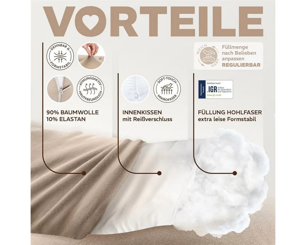 SEI Design Stillkissen Seitenschläferkissen XXL 190x30 Beige - Bild 3