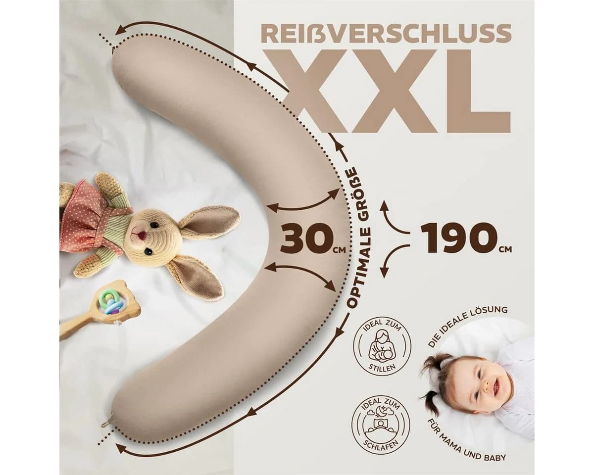 SEI Design Stillkissen Seitenschläferkissen XXL 190x30 Beige - Bild 4