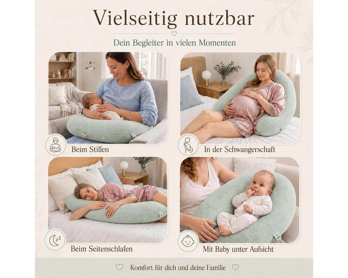 SEI Design Stillkissen XXL EPS-Mikroperlen Waffelstoff 190cm Mint