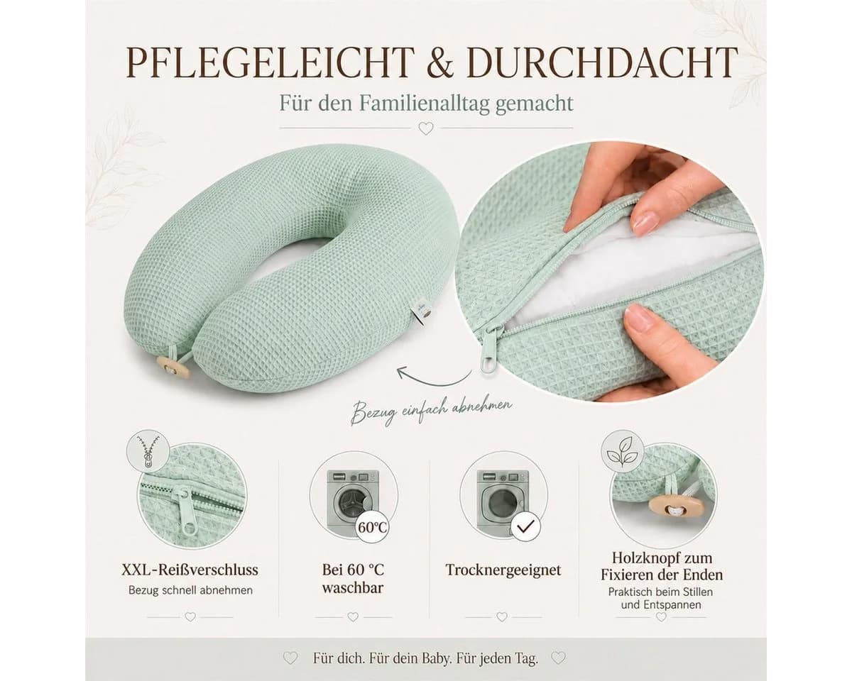 SEI Design Stillkissen XXL EPS-Mikroperlen Waffelstoff 190cm Mint - Bild 4
