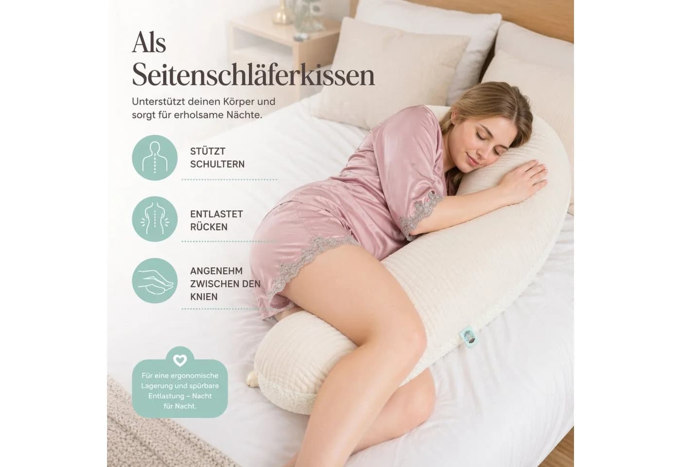 SEI Design Stillkissen XXL Taupe Musselin Teddyplüsch