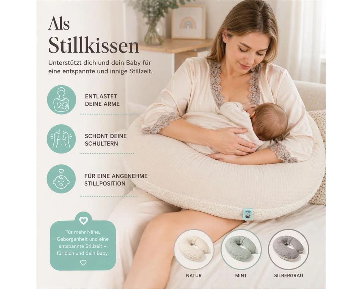 SEI Design Stillkissen XXL Taupe Musselin Teddyplüsch - Bild 4