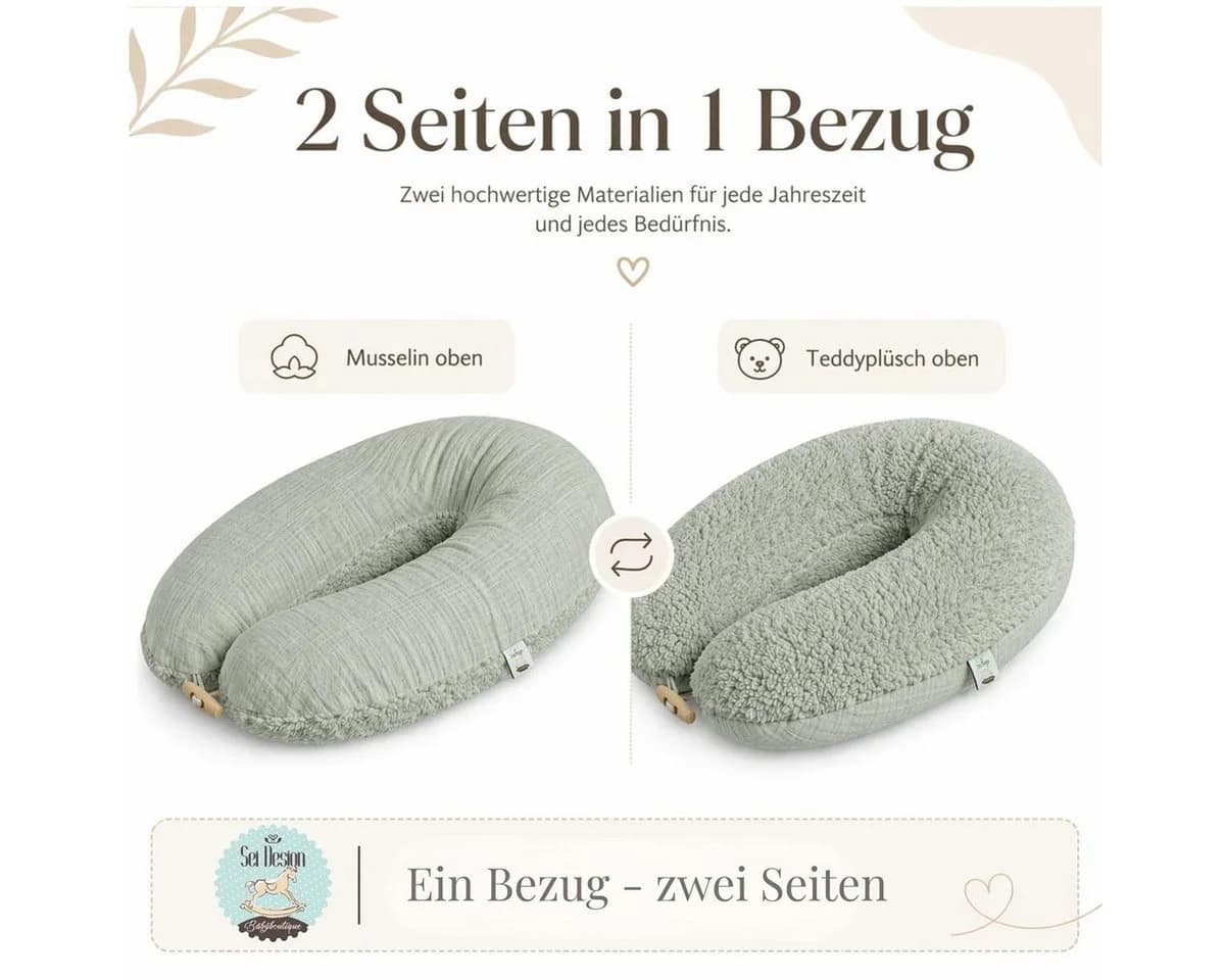 SEI Design Stillkissen XXL Taupe Musselin Teddyplüsch - Bild 5