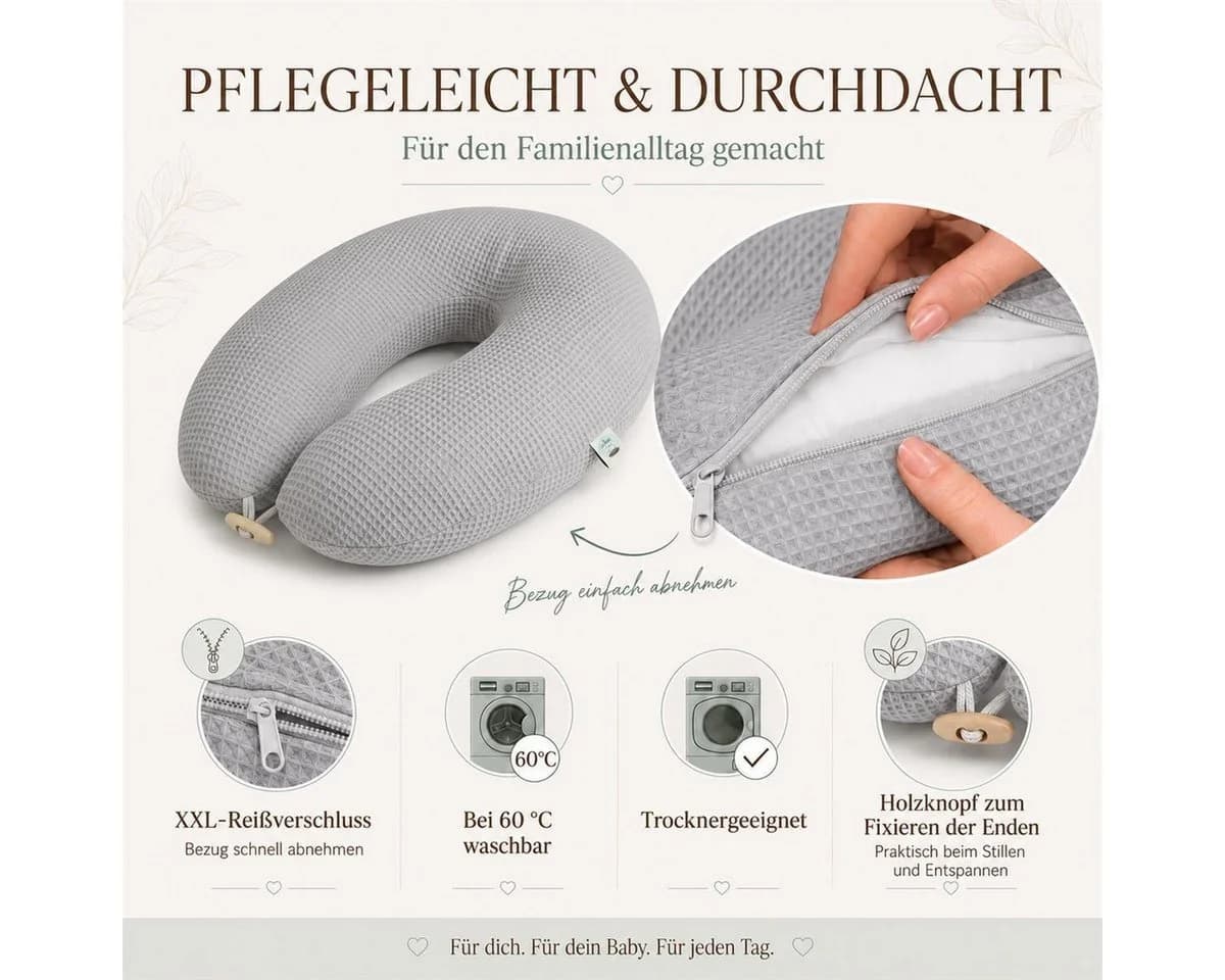 SEI Design Stillkissen Grau Waffelstoff 190cm - Bild 4