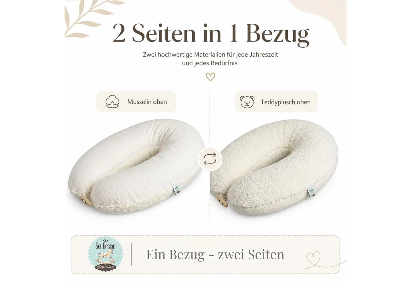 SEI Design Stillkissen XXL Musselin Teddyplüsch EPS Mikroperlen Taupe