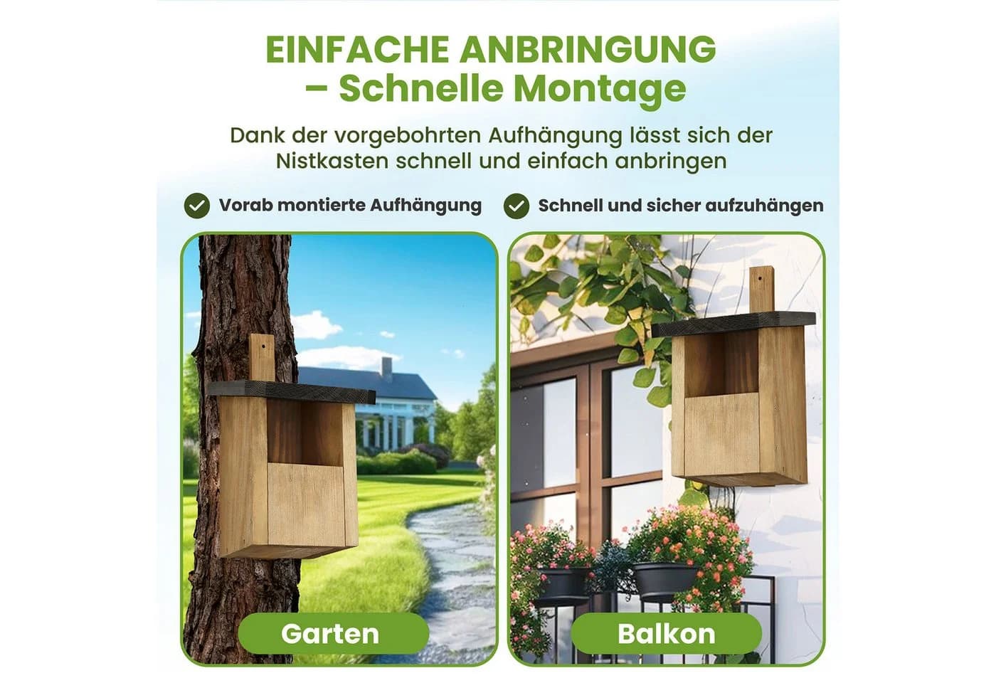 Waldfunk Nistkasten Halbhöhle für Rotkehlchen & Co. Wetterfest Massives Holz - Bild 5