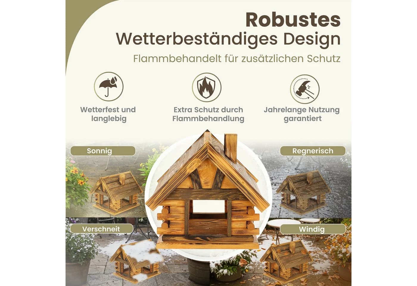 MAZUR Futterstation aus massivem Holz mit 4 Ein-/Ausgängen - Bild 4