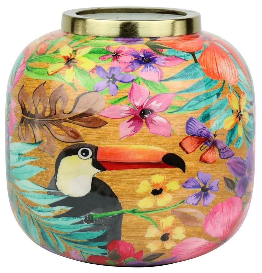 FURNARO Dekovase Bunt Paradiesvogel Motiv Eisen - Bild 2