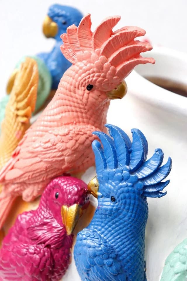 FURNARO Dekovase Bunte 3D-Papageien