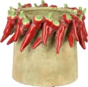 FURNARO Übertopf Keramik Rot Beige Chili Dekor Handgefertigt Bild 2