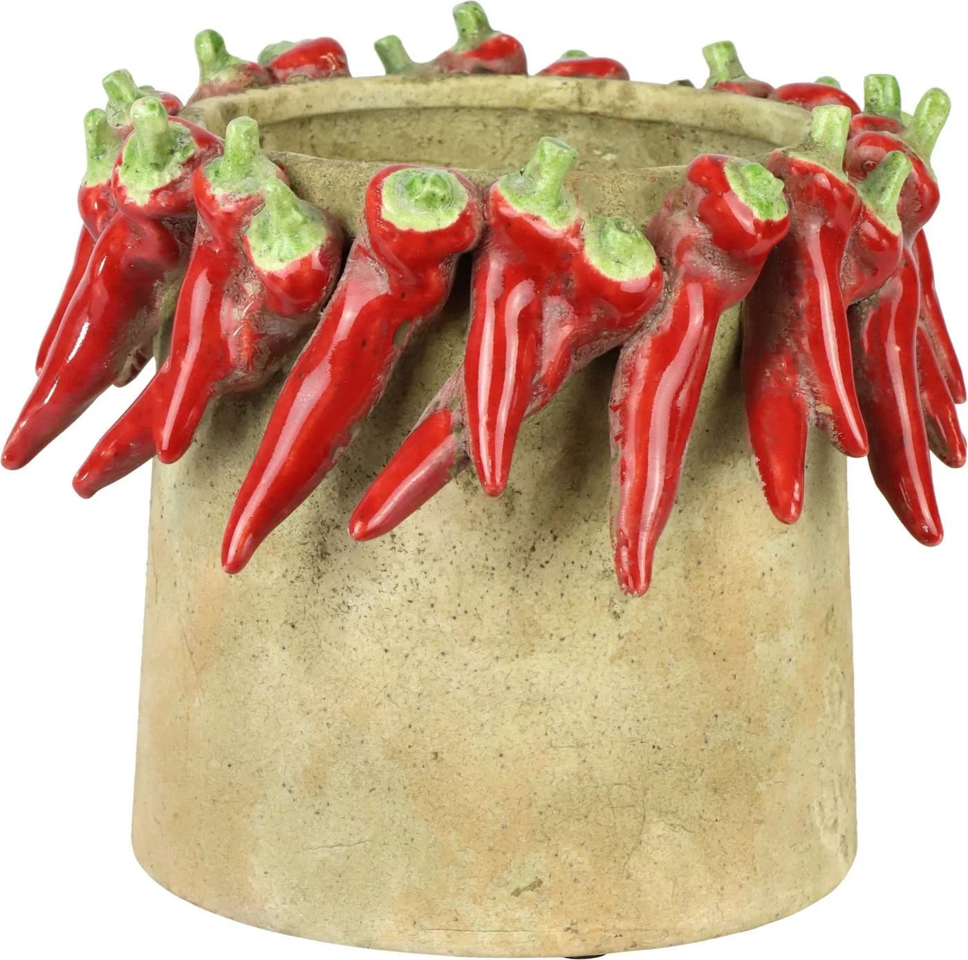 FURNARO Übertopf Keramik Rot Beige Chili Dekor Handgefertigt - Bild 2