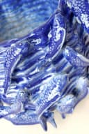 FURNARO Übertopf Fischdekor Blau Keramik Bild 1