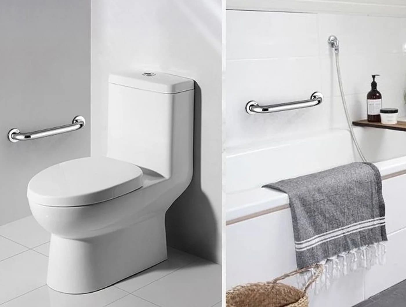 BAYLI Badewannengriff 2er Set Edelstahl Silber 80 cm - Bild 5