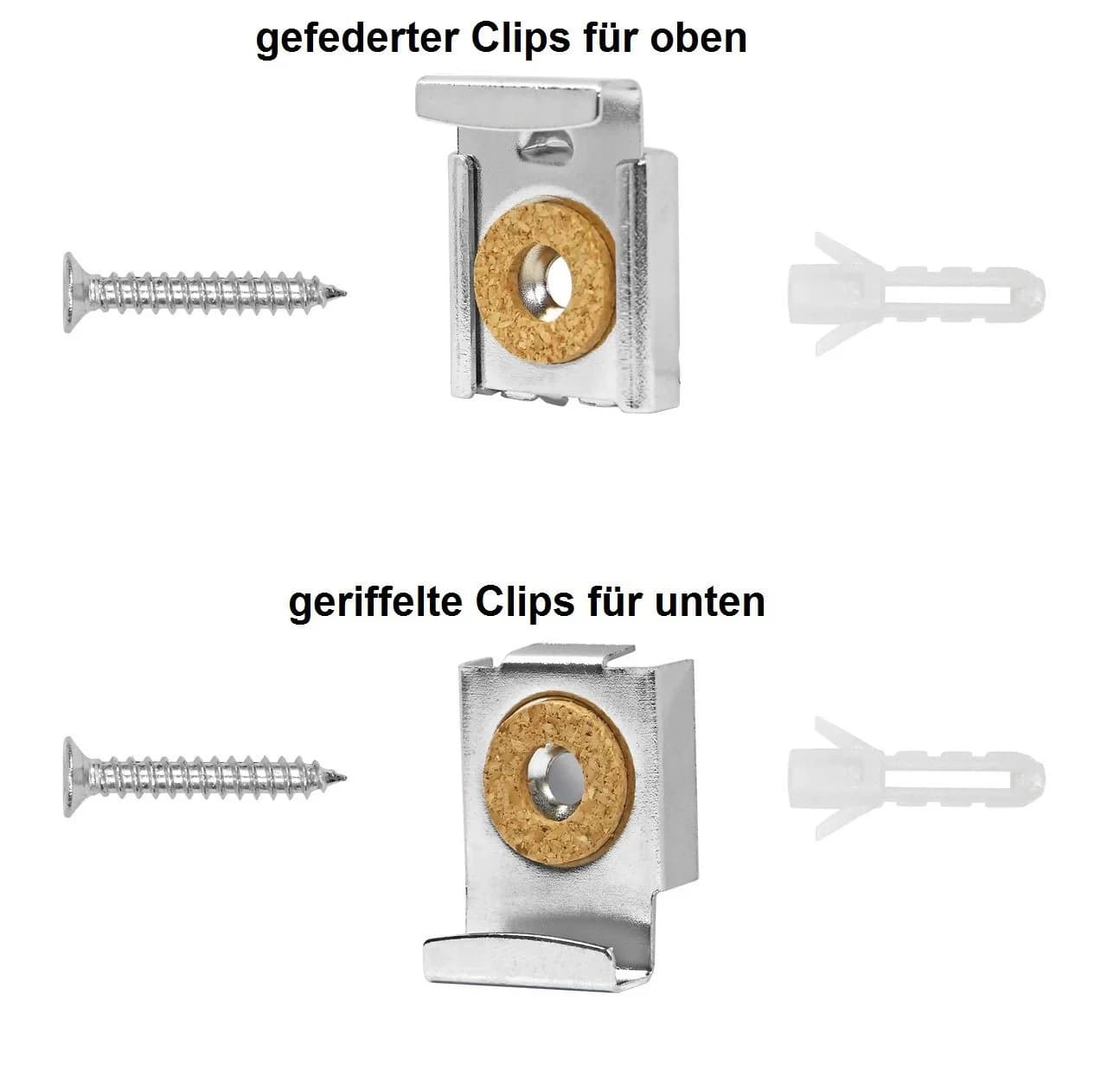 BAYLI Spiegelaufhängung Clips Set 4-tlg. Silber mit Dübeln und Schrauben - Bild 5