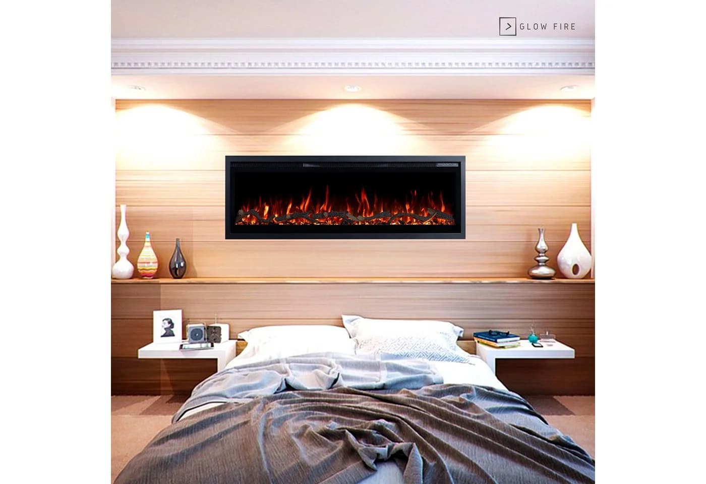 GLOW FIRE Elektrokamin GF Core Wandkamin mit 3D Feuer und Heizung