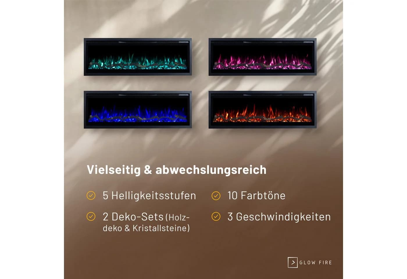 GLOW FIRE Elektrokamin GF Core Wandkamin mit 3D Feuer und Heizung - Bild 5