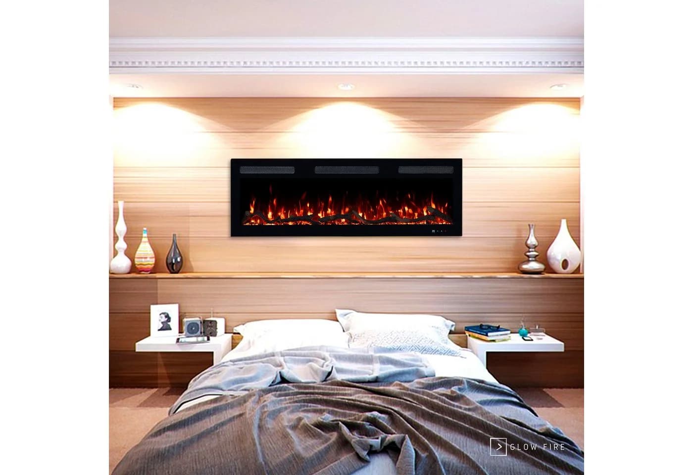 GLOW FIRE Elektrokamin Inside Wandkamin mit 3D Feuer und Heizung