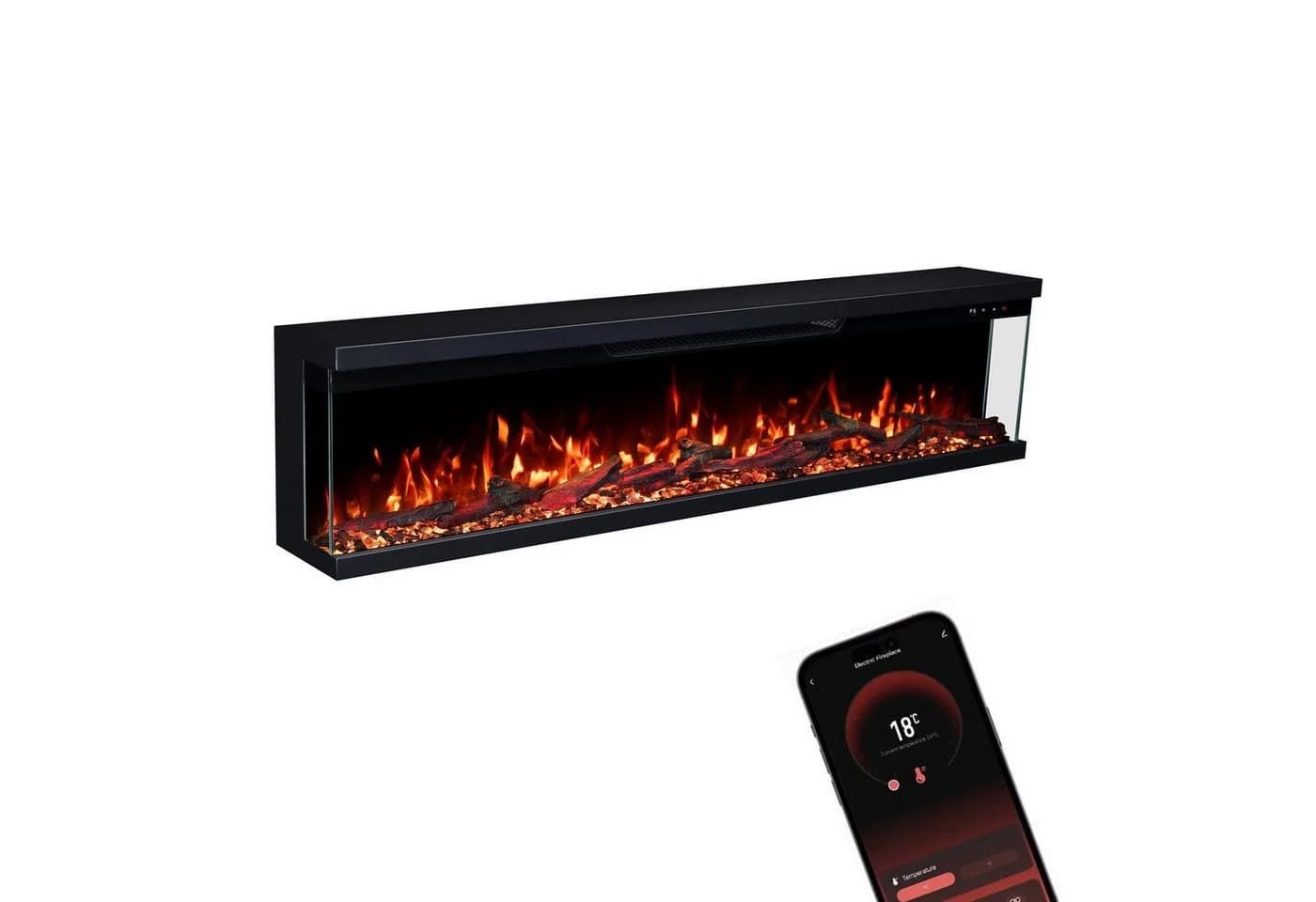 GLOW FIRE Elektrokamin Insert Wandkamin mit 3D Feuer und Heizung